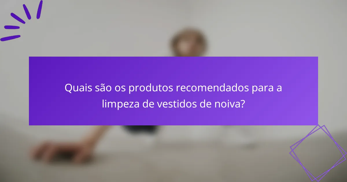 Quais são os produtos recomendados para a limpeza de vestidos de noiva?